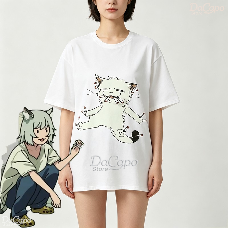 Anime Merchandise Shirt - Chainsmoker Kedi Yaniko Satou Sevimli Anime